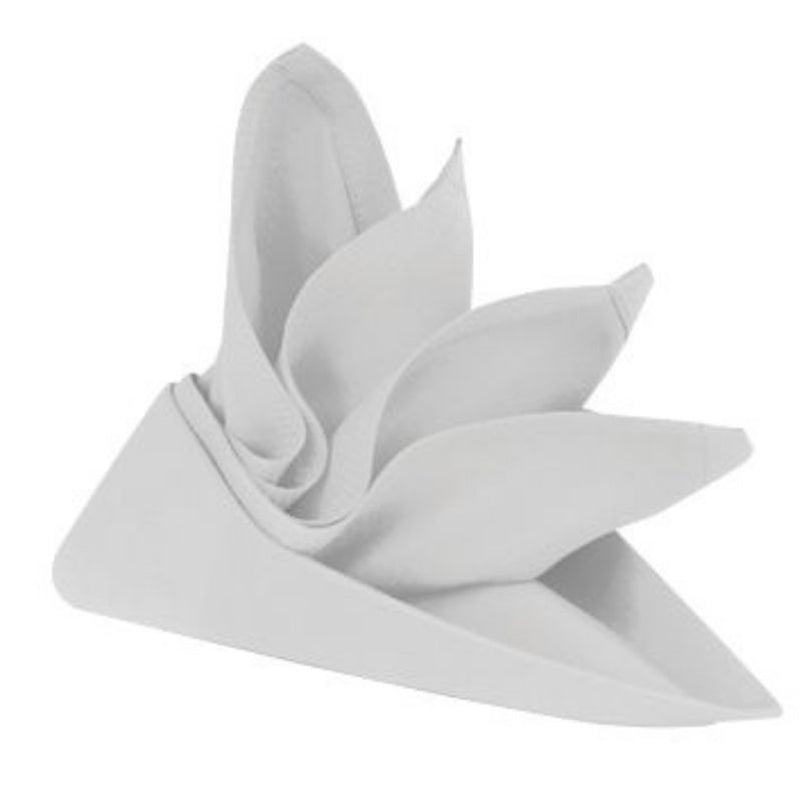 A beautifully folded grey napkin, crafted from premium cotton for a stylish dining experience.