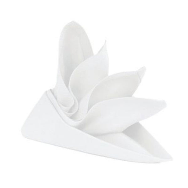 A beautifully folded lollipop white napkin, crafted from premium cotton for a stylish dining experience.