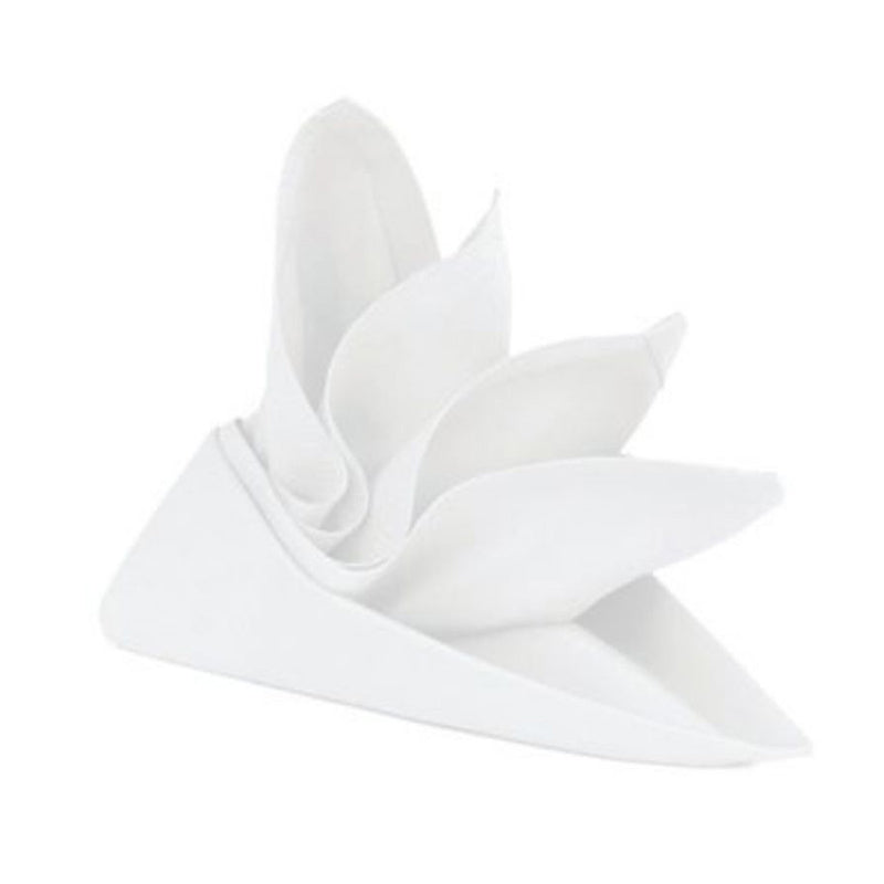 A beautifully folded lollipop white napkin, crafted from premium cotton for a stylish dining experience.