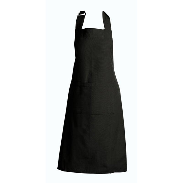 Elegant Manhattan Plain Black apron with adjustable neck strap, ensuring a perfect fit while keeping your attire spotless during cooking.