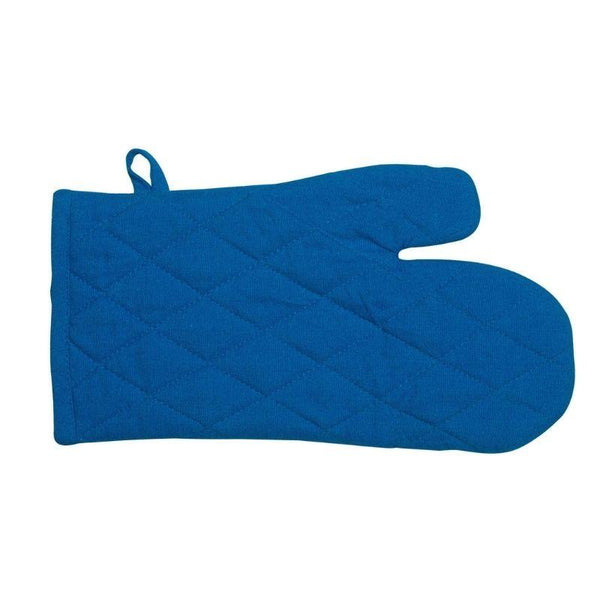 Stylish blue oven glove in the Manhattan collection by RANS, crafted from pure cotton for durability and easy maintenance.