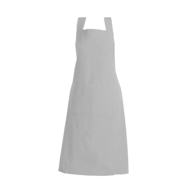 Minimalist Manhattan Plain Silver apron with adjustable neck strap, providing style and protection for your clothing during culinary activities.