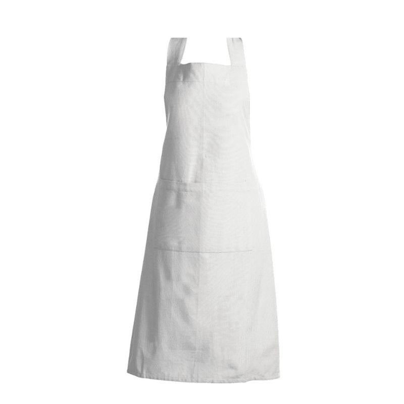 Chic Manhattan Plain White apron featuring an adjustable strap for a tailored fit, designed to keep your clothing clean while cooking.