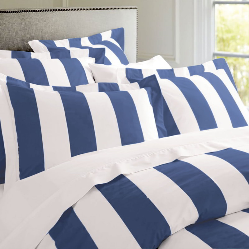 RANS Oxford Stripe Cobalt Blue Quilt Cover Set