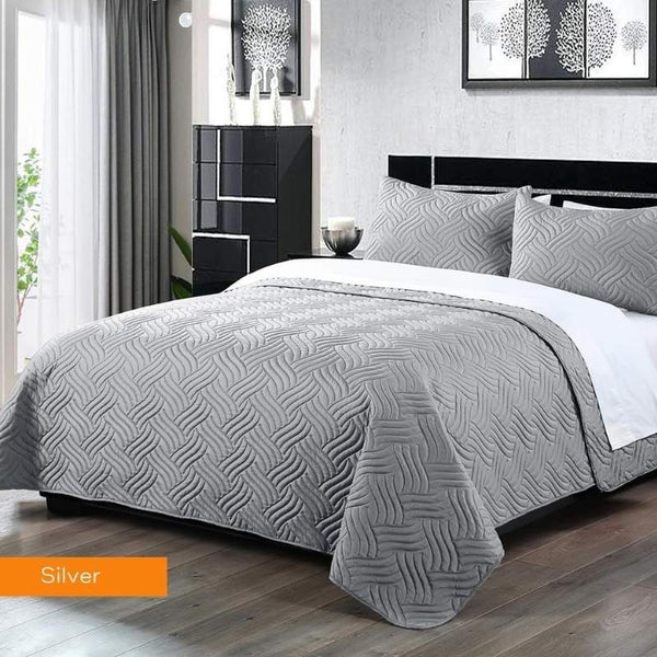 Home Fashion Soft Premium Bed Embossed Silver Comforter Set (6975868567596)