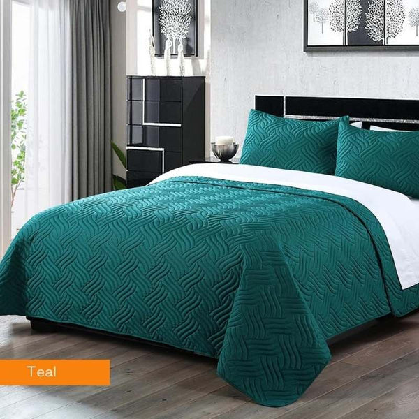 Home Fashion Soft Premium Bed Embossed Teal Comforter Set (6975871057964)