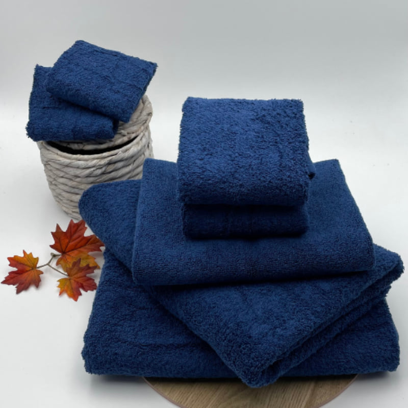 A collection of navy towels embodying sophistication and durability for everyday use.